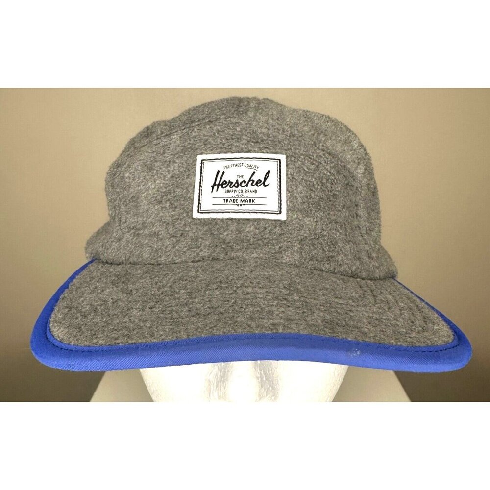 Herschel Supply Co Hat Cap Gray Polyester Fleece 5 Panel Adjustable Clipback